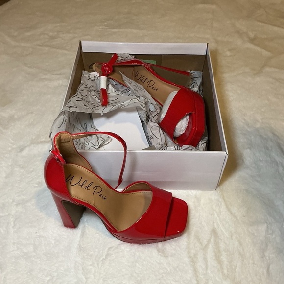 Wild Pair Bold Red Ankle Strap Heels - Picture 2 of 5